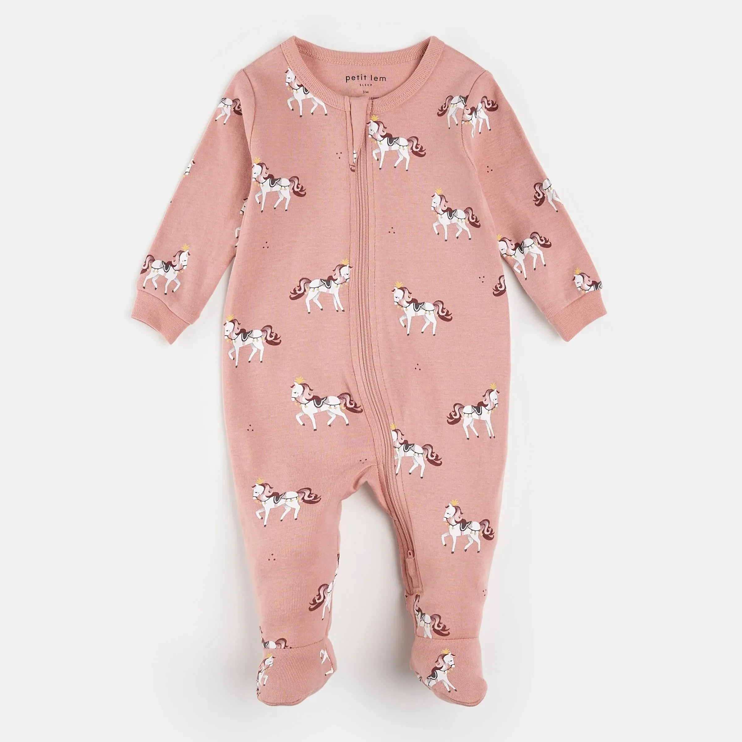 Royal Horses Print on Rose Sleeper| Petit Lem
