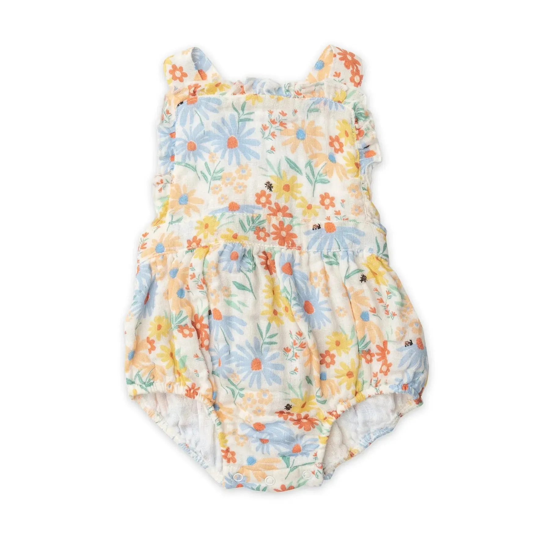 Ruffle Bib Sunsuit - Coneflower | Angel Dear
