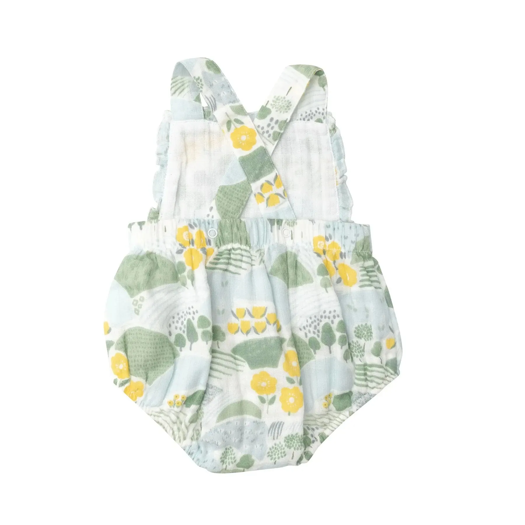 Ruffle Bib Sunsuit - Cute Country Floral | Angel Dear