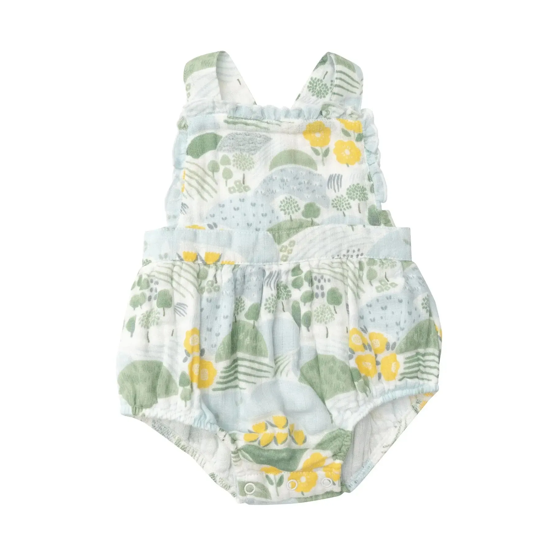Ruffle Bib Sunsuit - Cute Country Floral | Angel Dear