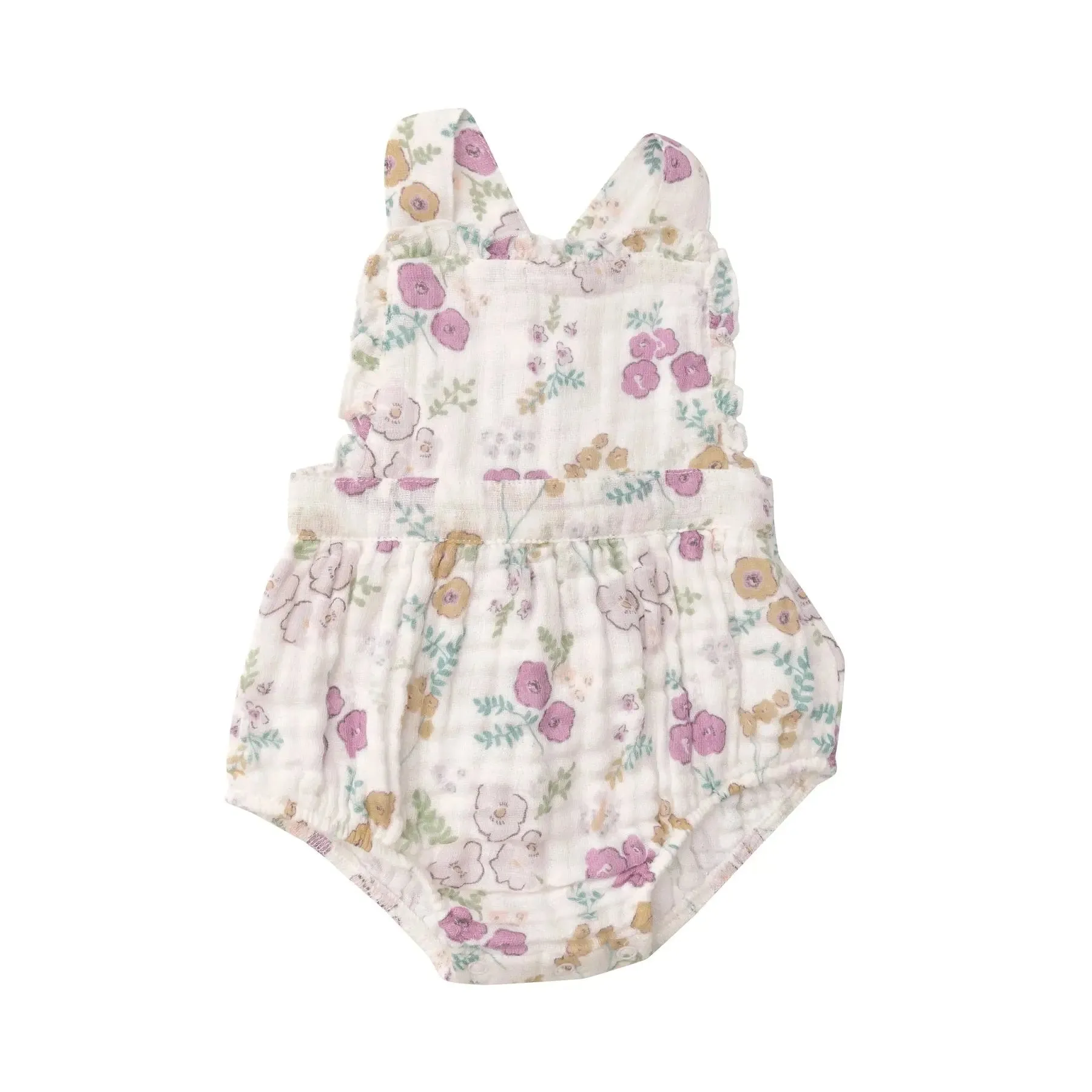 Ruffle Bib Sunsuit - Dreamy Meadow Floral | Angel Dear