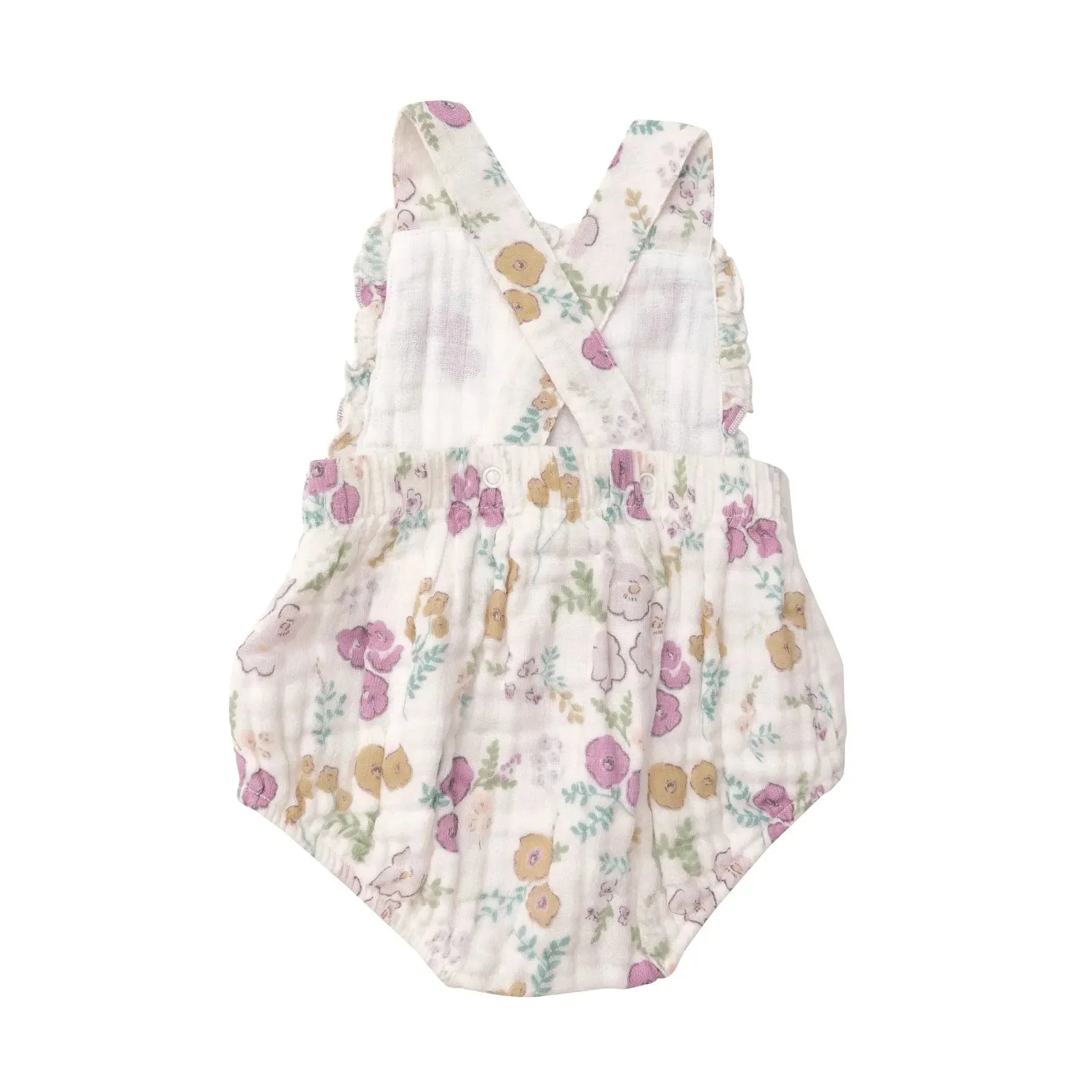 Ruffle Bib Sunsuit - Dreamy Meadow Floral | Angel Dear
