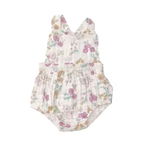 Ruffle Bib Sunsuit - Dreamy Meadow Floral | Angel Dear
