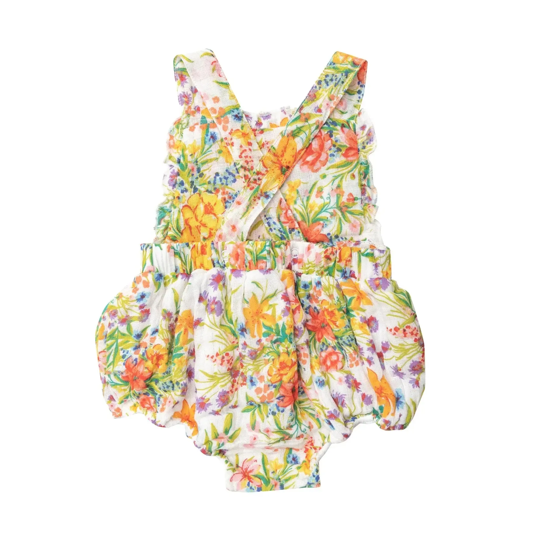 Ruffle Bib Sunsuit - Garden Joy | Angel Dear