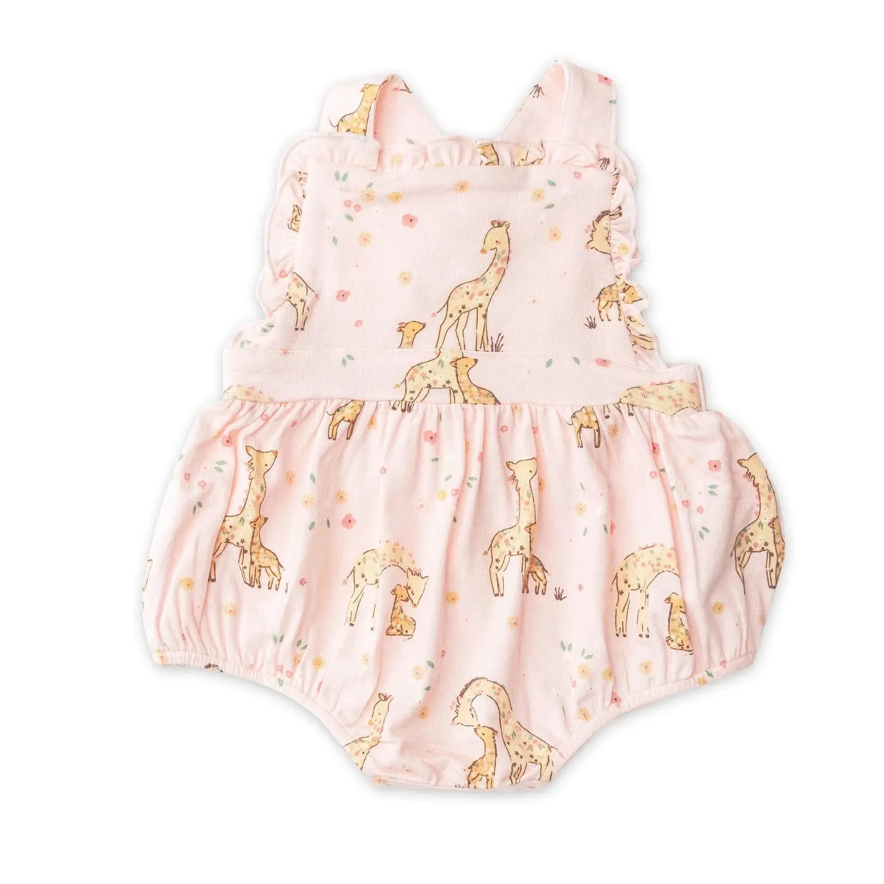 Ruffle Bib Sunsuit - Giraffes | Angel Dear