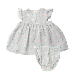 Ruffle Front Dress & Bloomer - Rose Dot Gray | Angel Dear