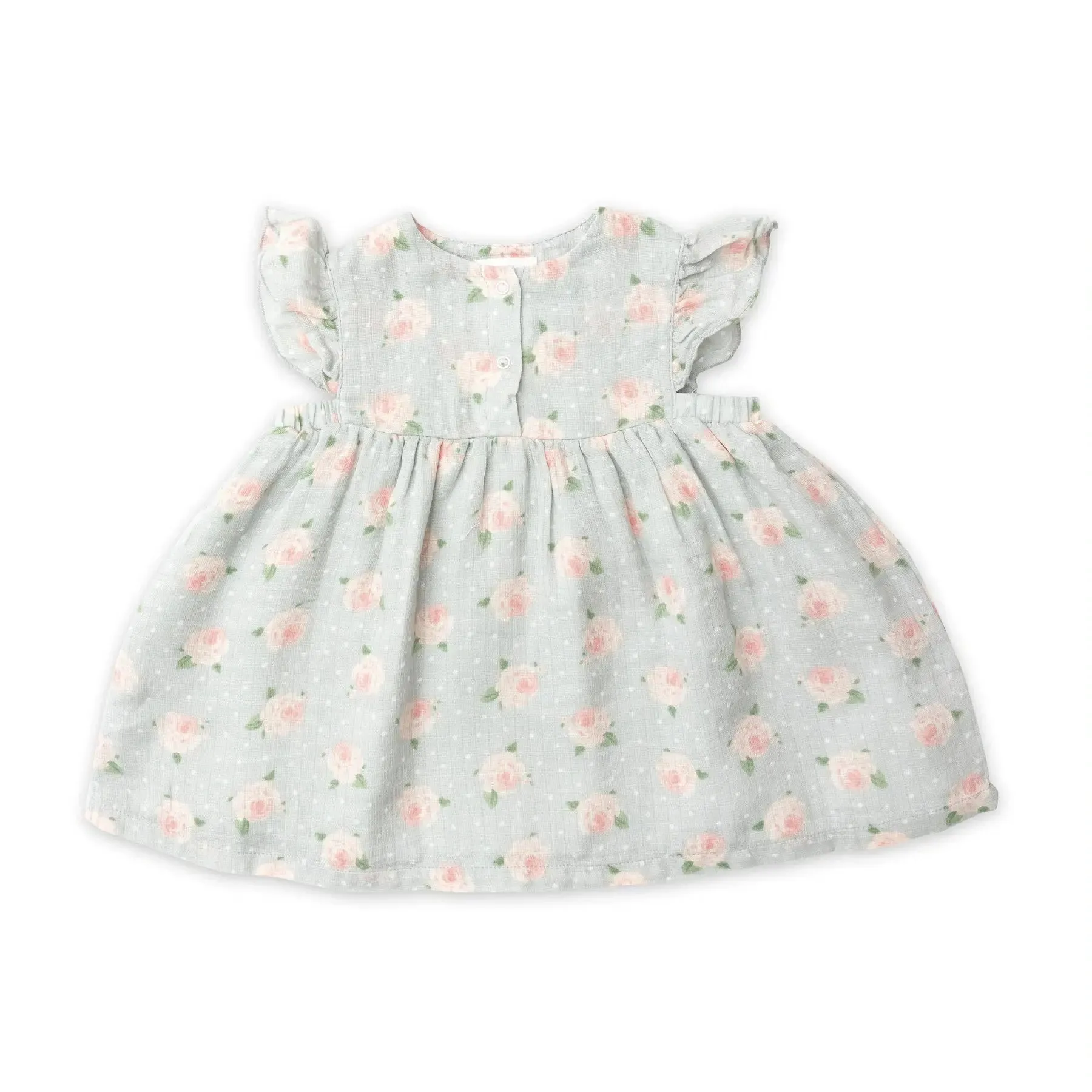 Ruffle Front Dress & Bloomer - Rose Dot Gray | Angel Dear