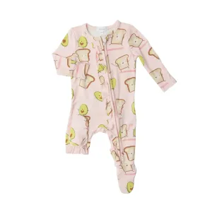 Ruffle Front Zipper Footie - Avo Toast Pink | Angel Dear