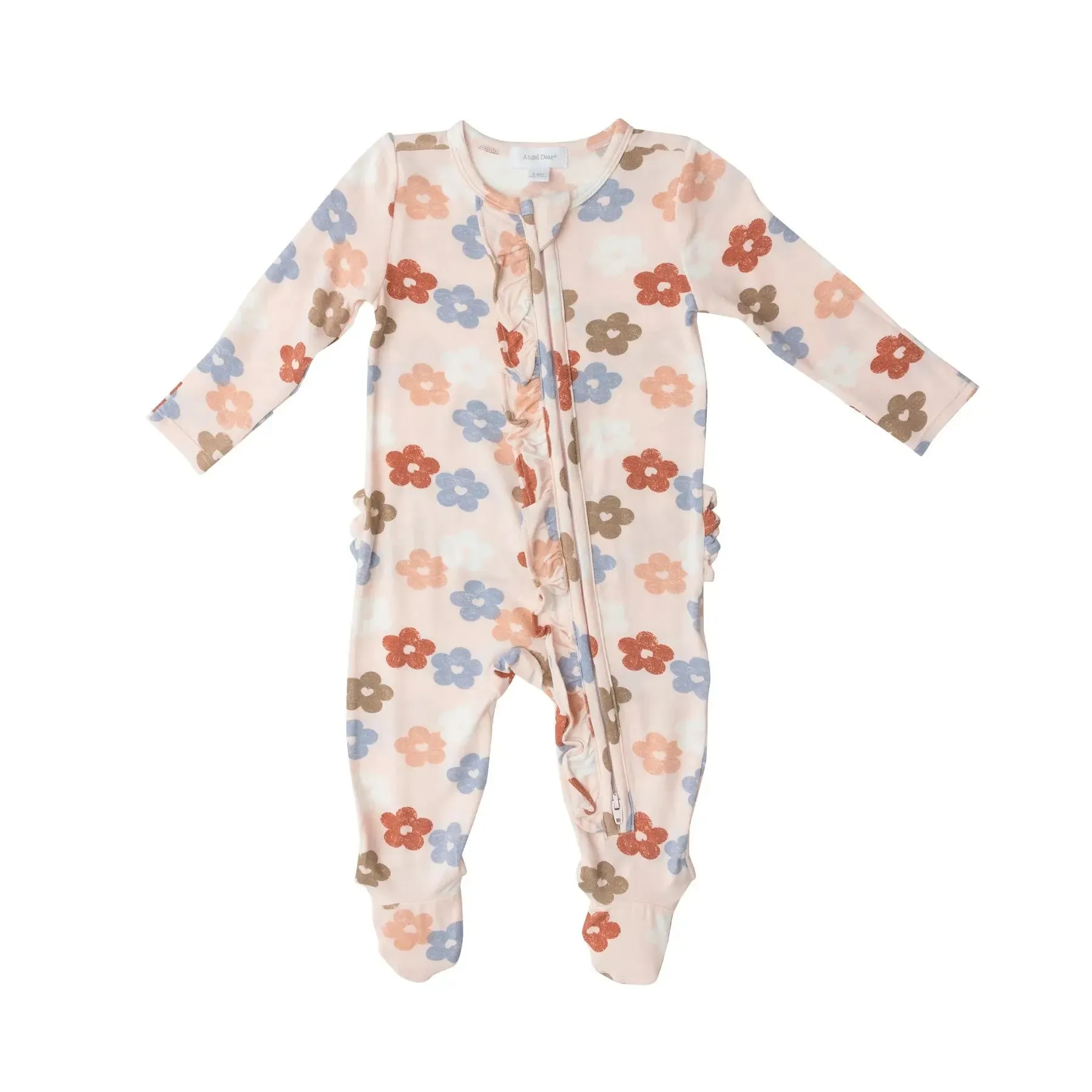 Ruffle Front Zipper Footie - Daisy Hearts | Angel Dear