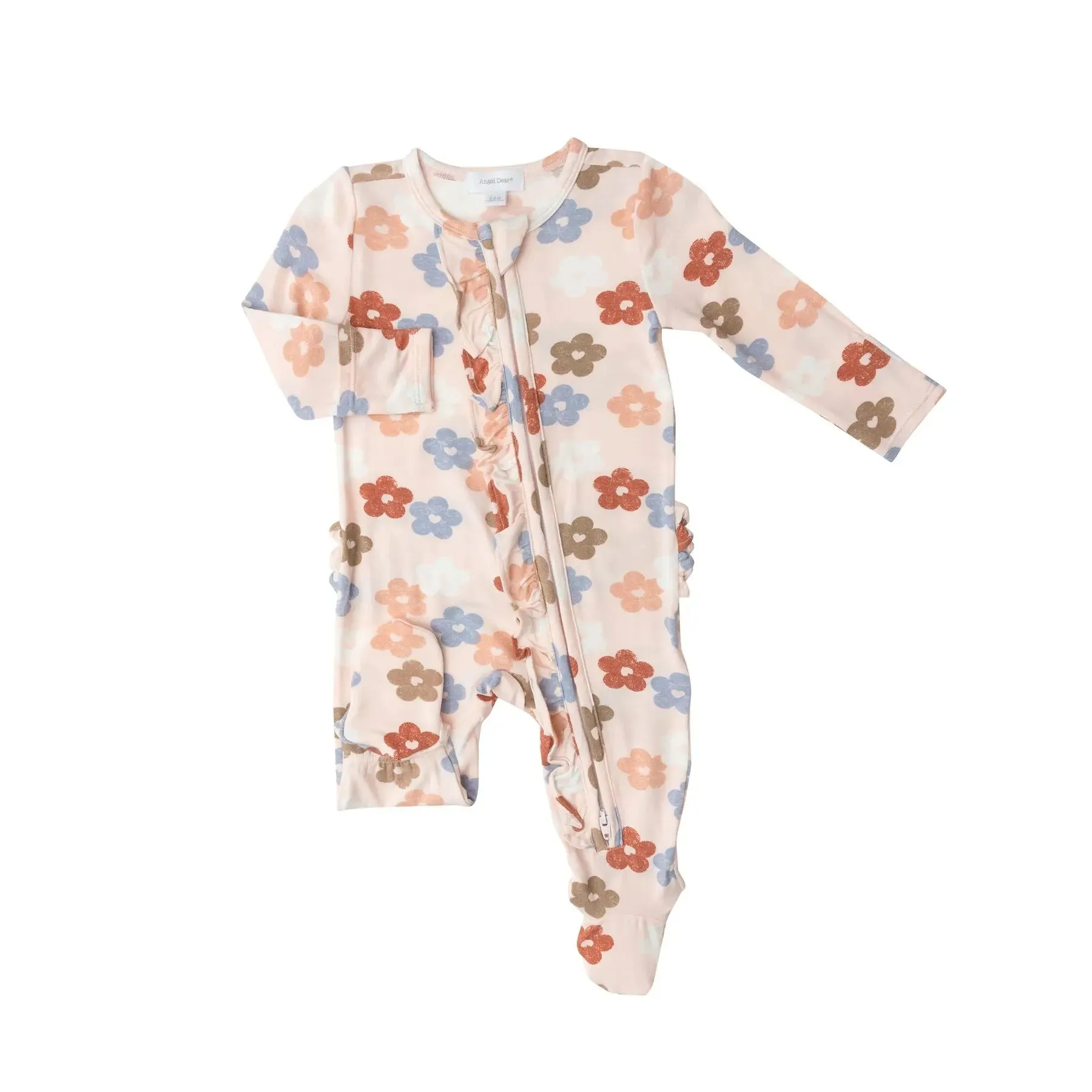 Ruffle Front Zipper Footie - Daisy Hearts | Angel Dear