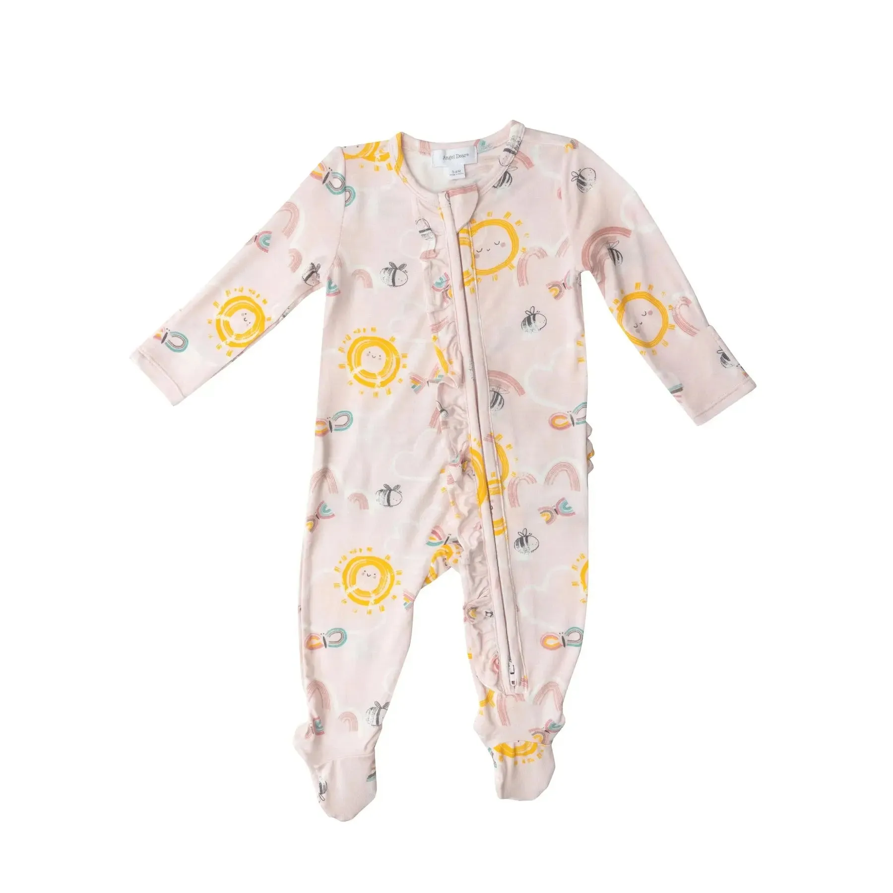 Ruffle Front Zipper Footie - Inky Bees | Angel Dear
