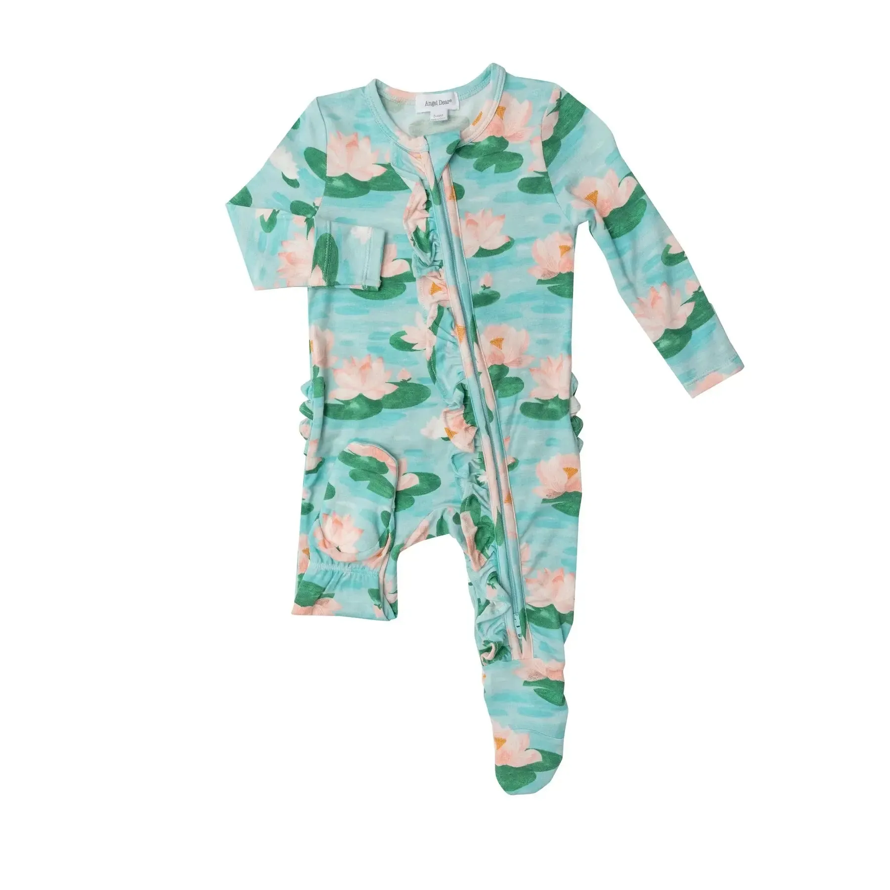 Ruffle Front Zipper Footie - Lily Pads | Angel Dear