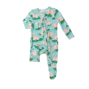 Ruffle Front Zipper Footie - Lily Pads | Angel Dear
