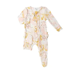 Ruffle Front Zipper Footie - Marble Pink | Angel Dear