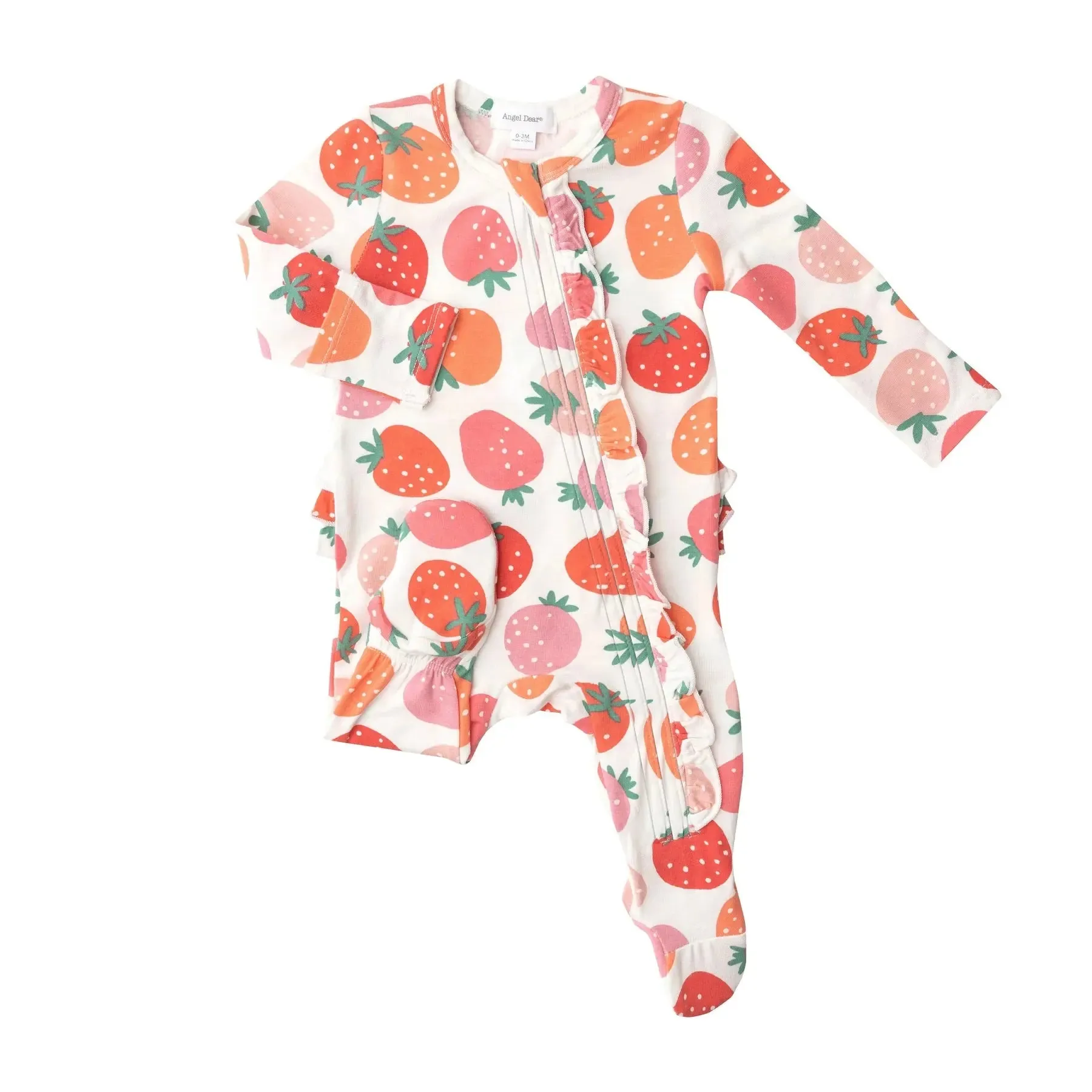 Ruffle Front Zipper Footie - Strawberries | Angel Dear