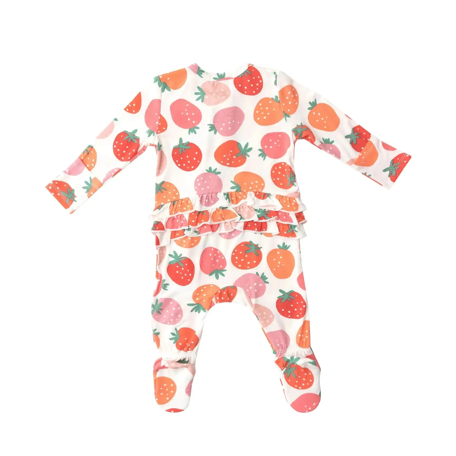 Ruffle Front Zipper Footie - Strawberries | Angel Dear