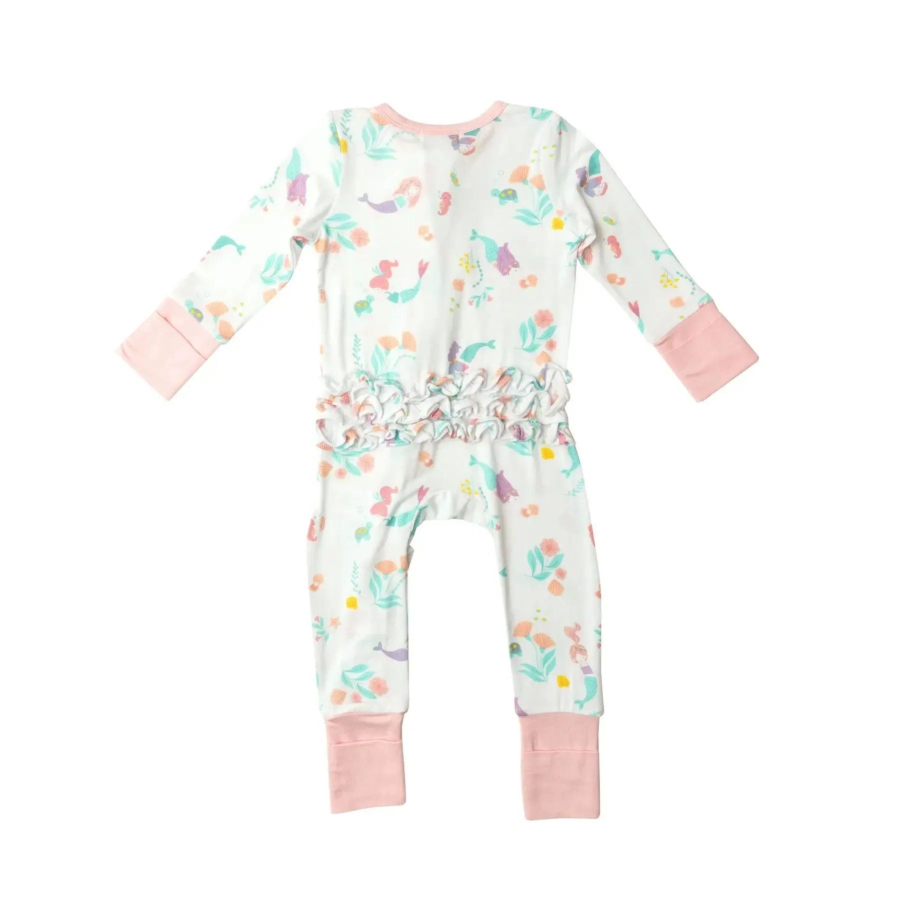Ruffle Front Zipper Romper - Mermaids | Angel Dear