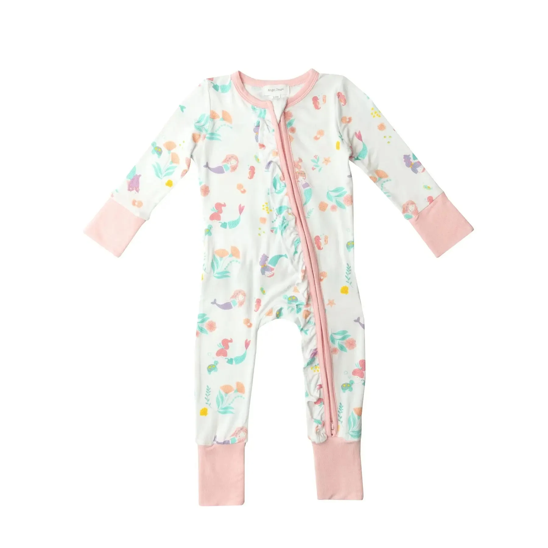 Ruffle Front Zipper Romper - Mermaids | Angel Dear