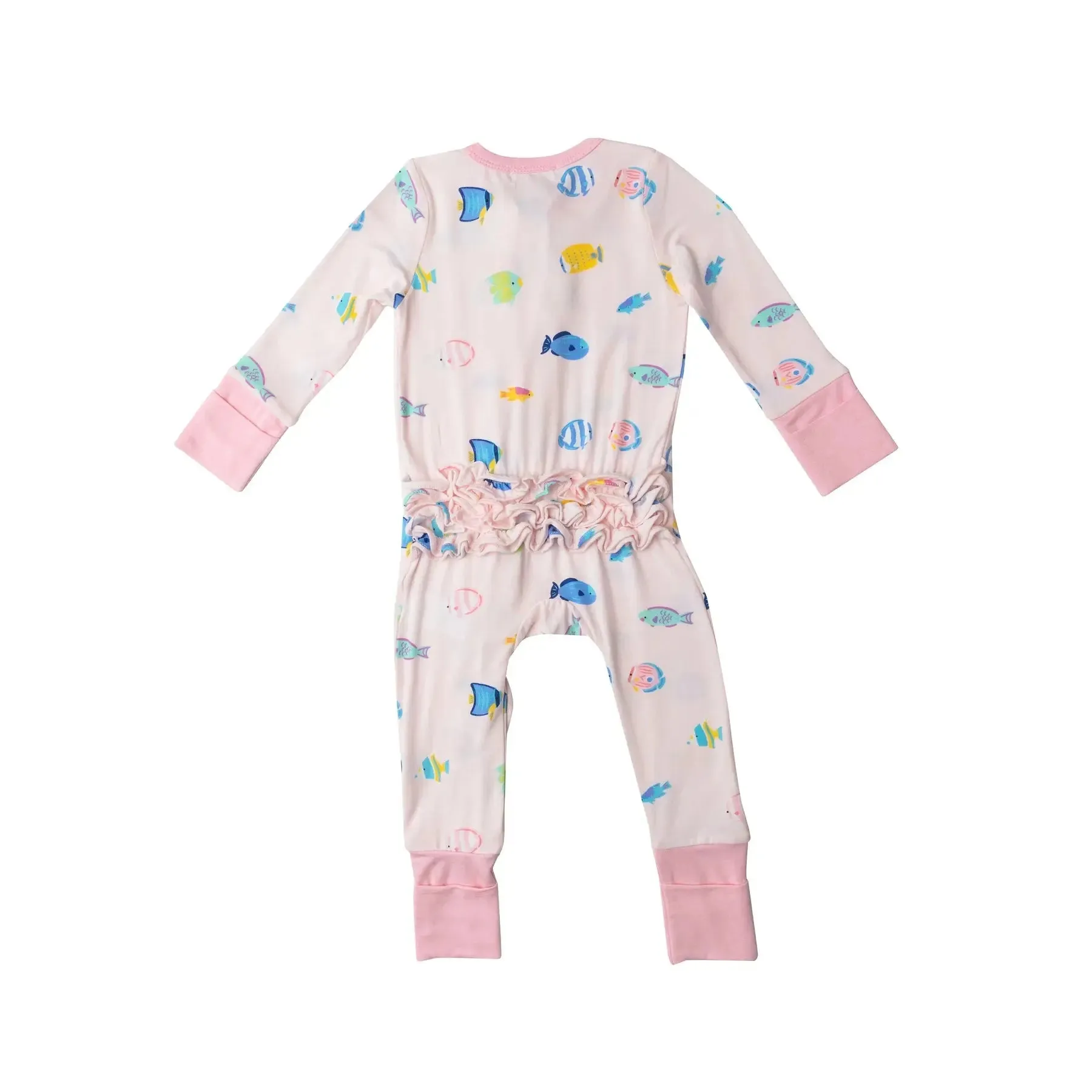 Ruffle Front Zipper Romper - Tropical Fish Girl | Angel Dear