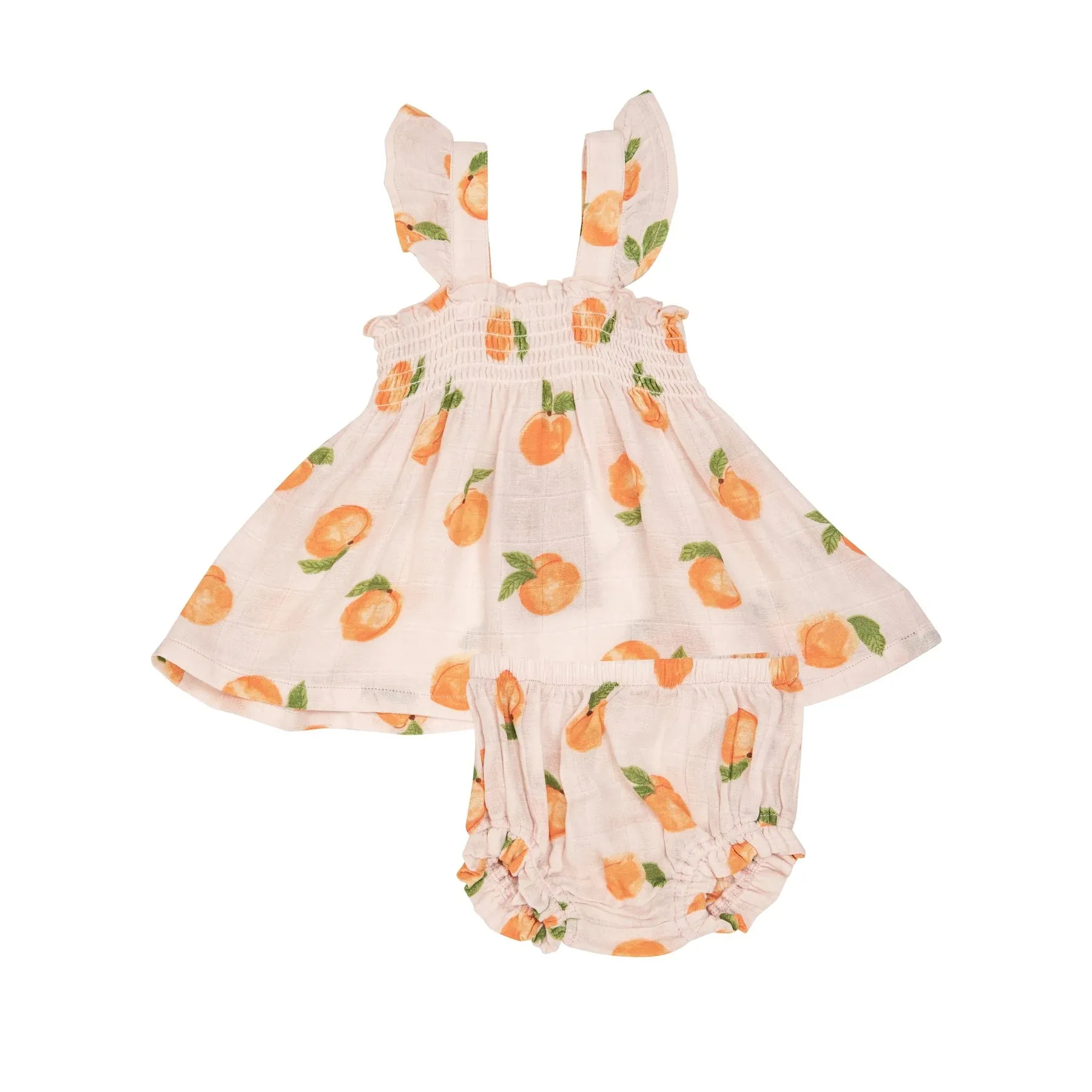 Ruffle Strap Smocked Top & Diaper Cover - Peaches | Angel Dear
