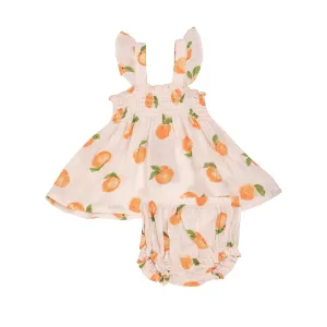 Ruffle Strap Smocked Top & Diaper Cover - Peaches | Angel Dear