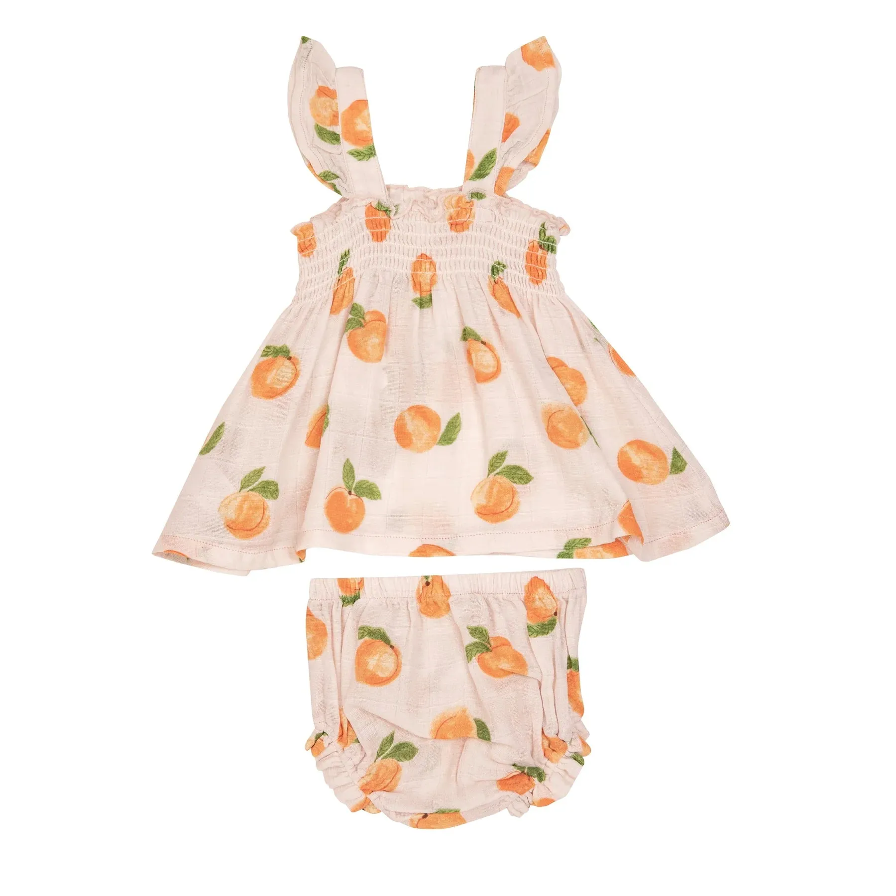 Ruffle Strap Smocked Top & Diaper Cover - Peaches | Angel Dear