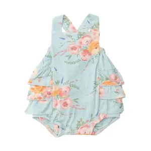 Ruffle Sunsuit - Peonies | Angel Dear