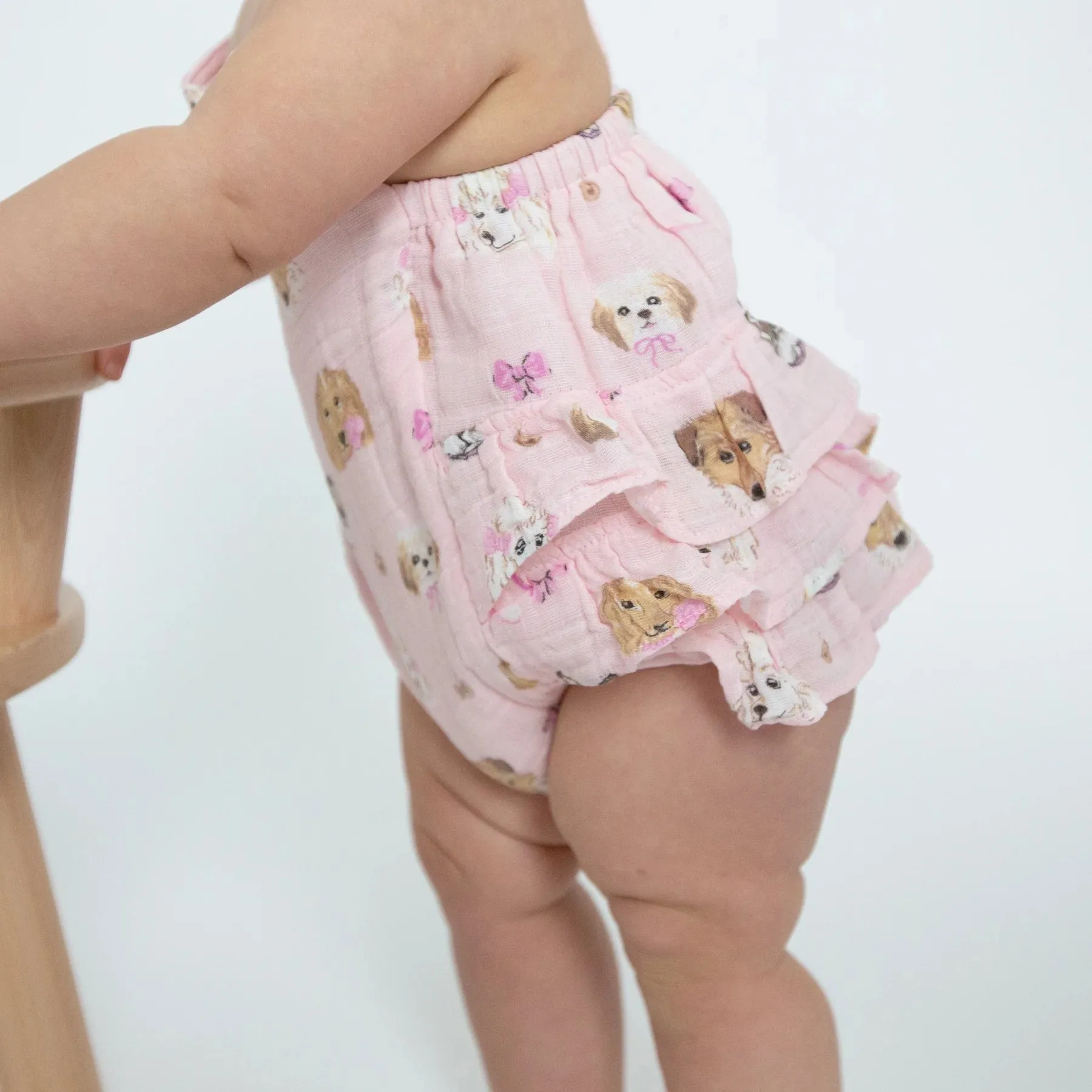 Ruffle Sunsuit - Pretty Puppy Faces | Angel Dear