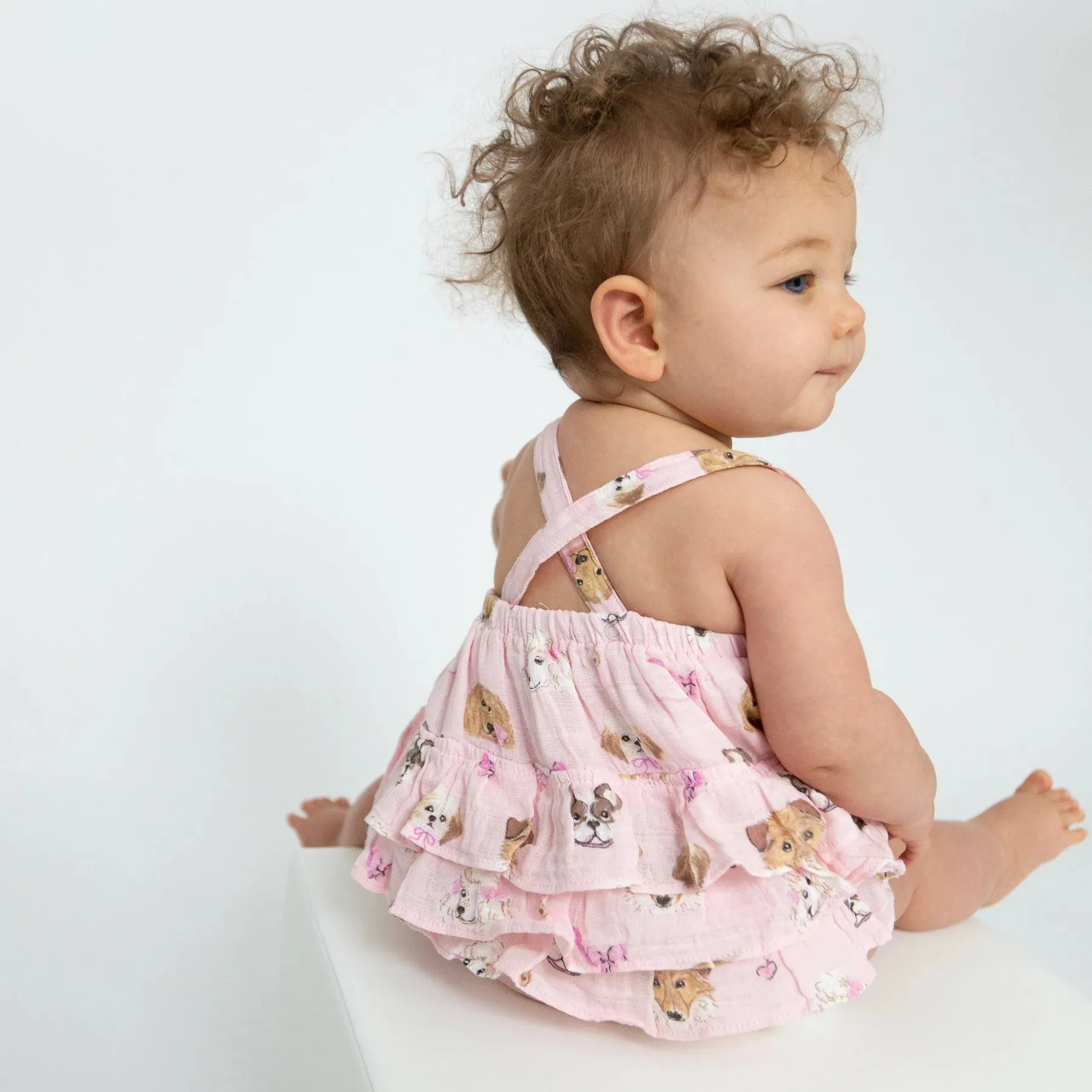 Ruffle Sunsuit - Pretty Puppy Faces | Angel Dear