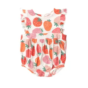 Ruffle Sunsuit - Strawberries | Angel Dear