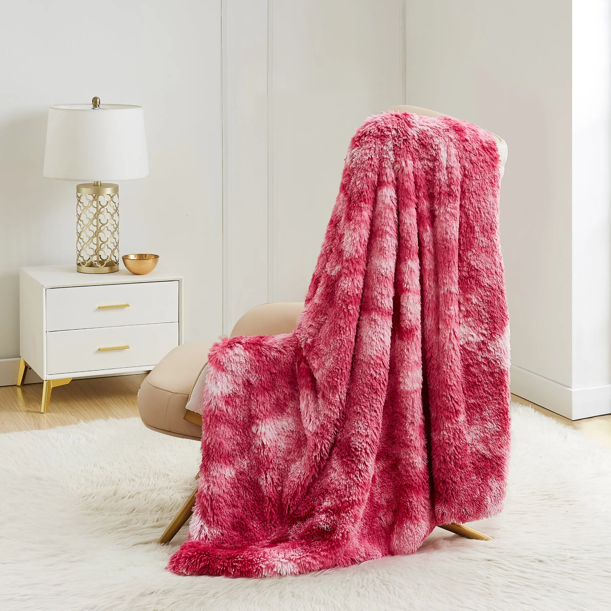 Shaggy Faux Fur Plush Blanket Juicy Couture
