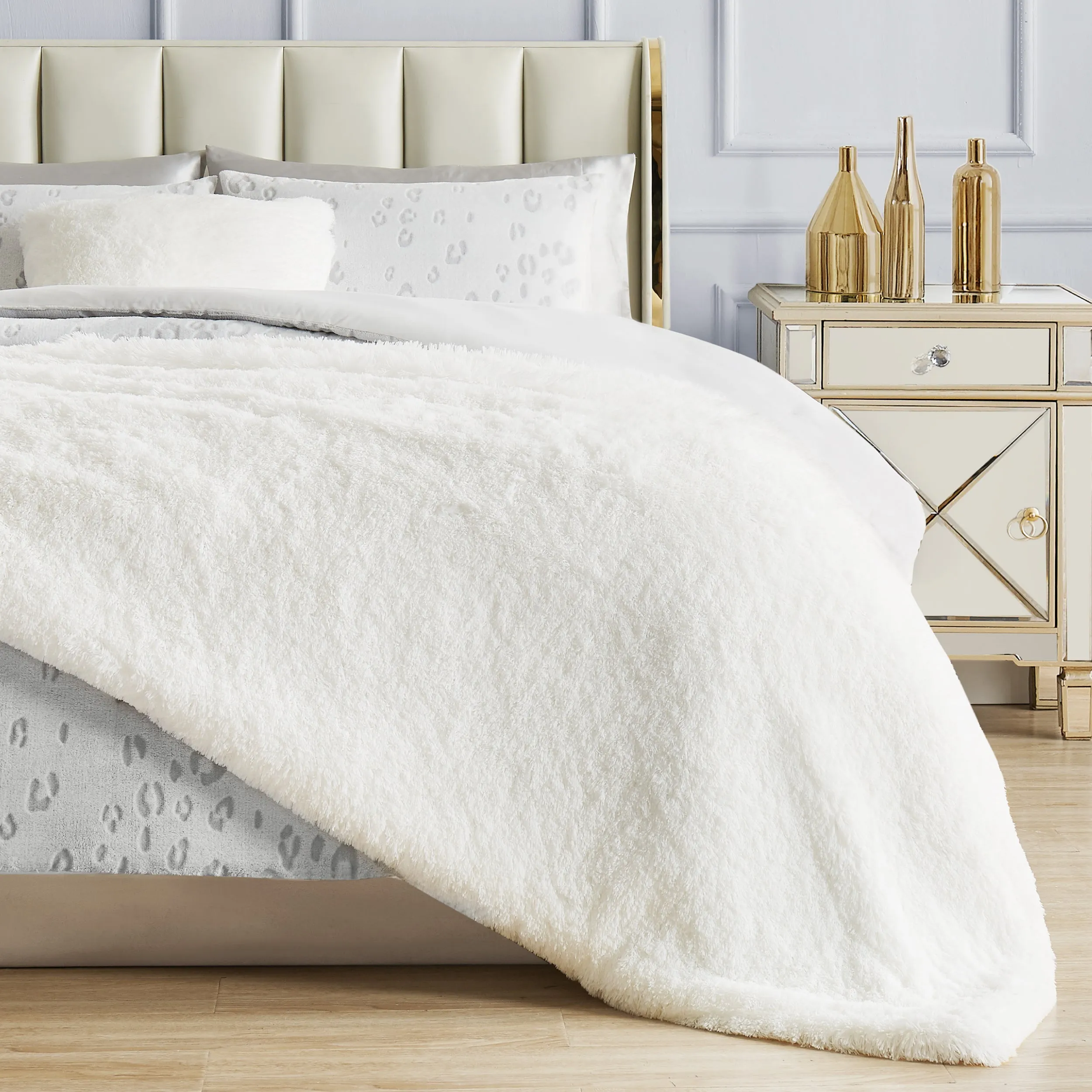 Shaggy Faux Fur Plush Blanket Juicy Couture
