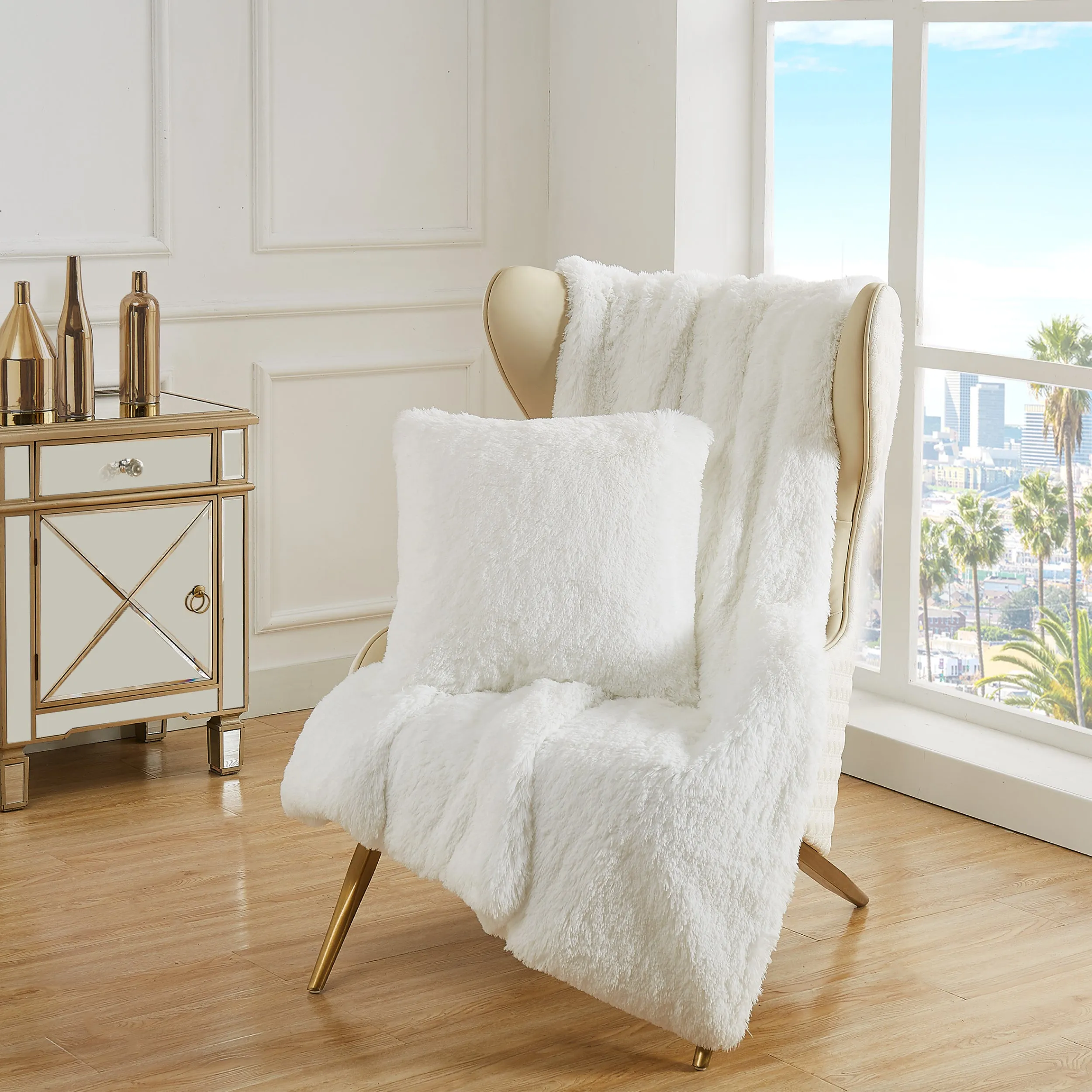 Shaggy Faux Fur Plush Blanket Juicy Couture