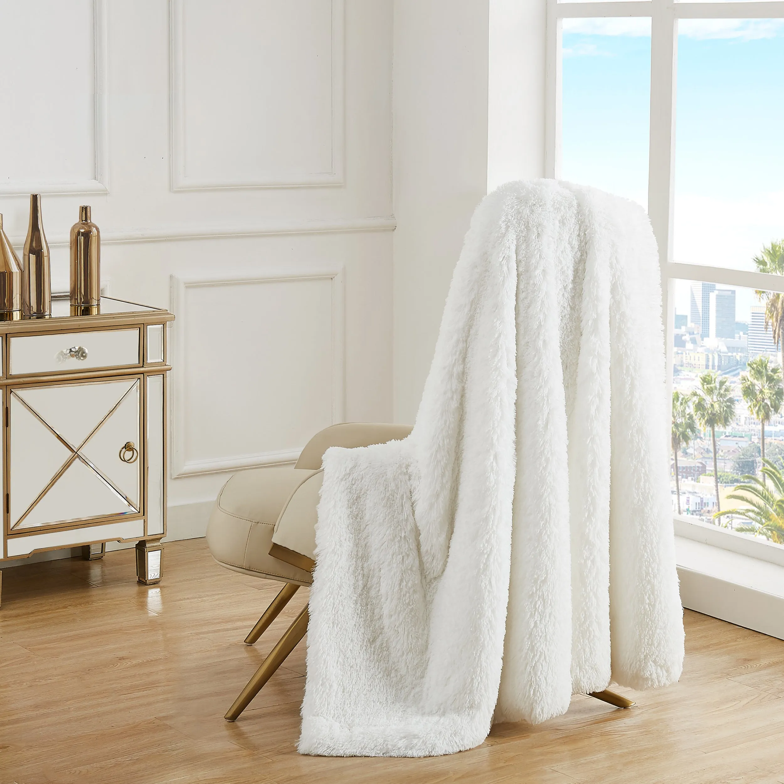 Shaggy Faux Fur Plush Blanket Juicy Couture