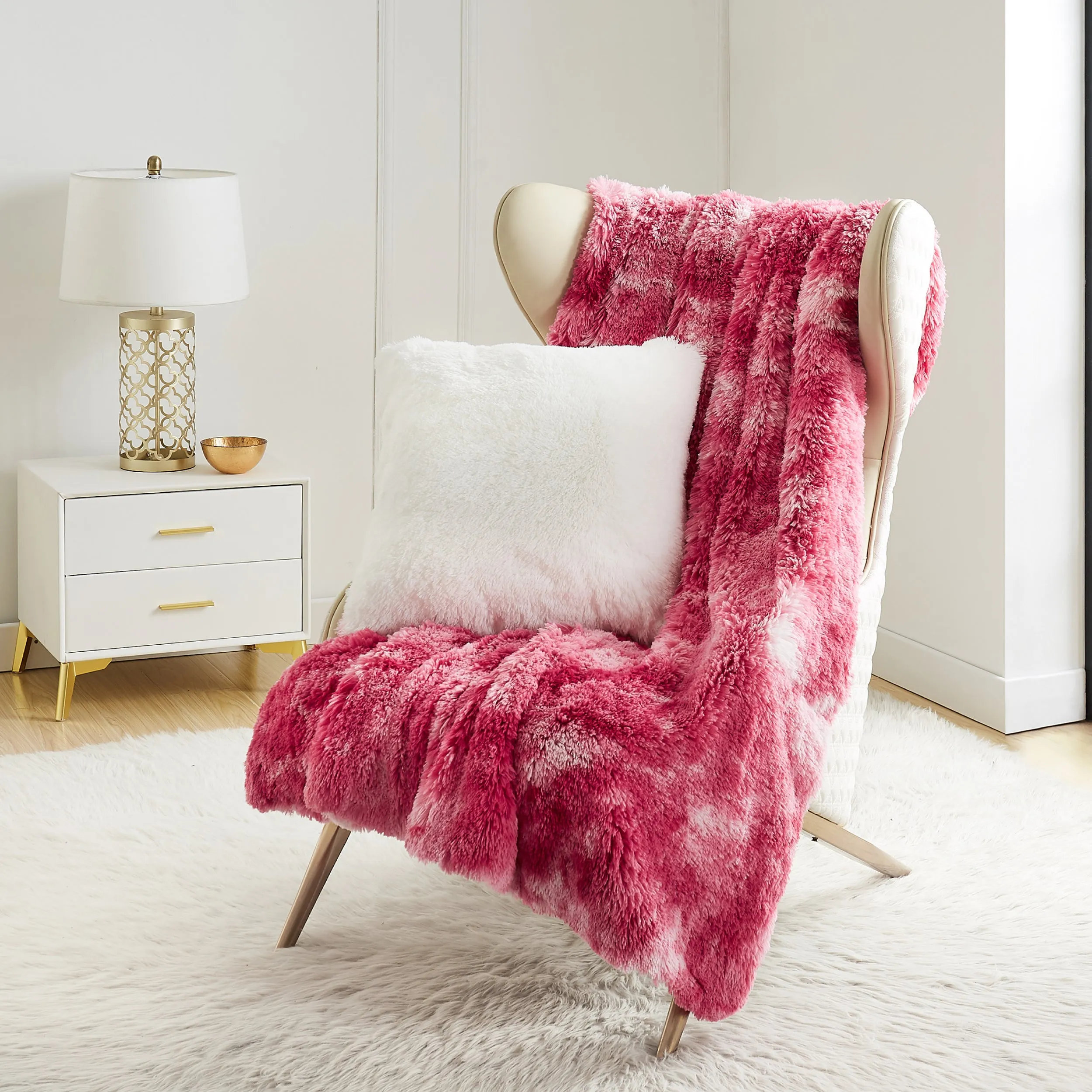 Shaggy Faux Fur Plush Blanket Juicy Couture
