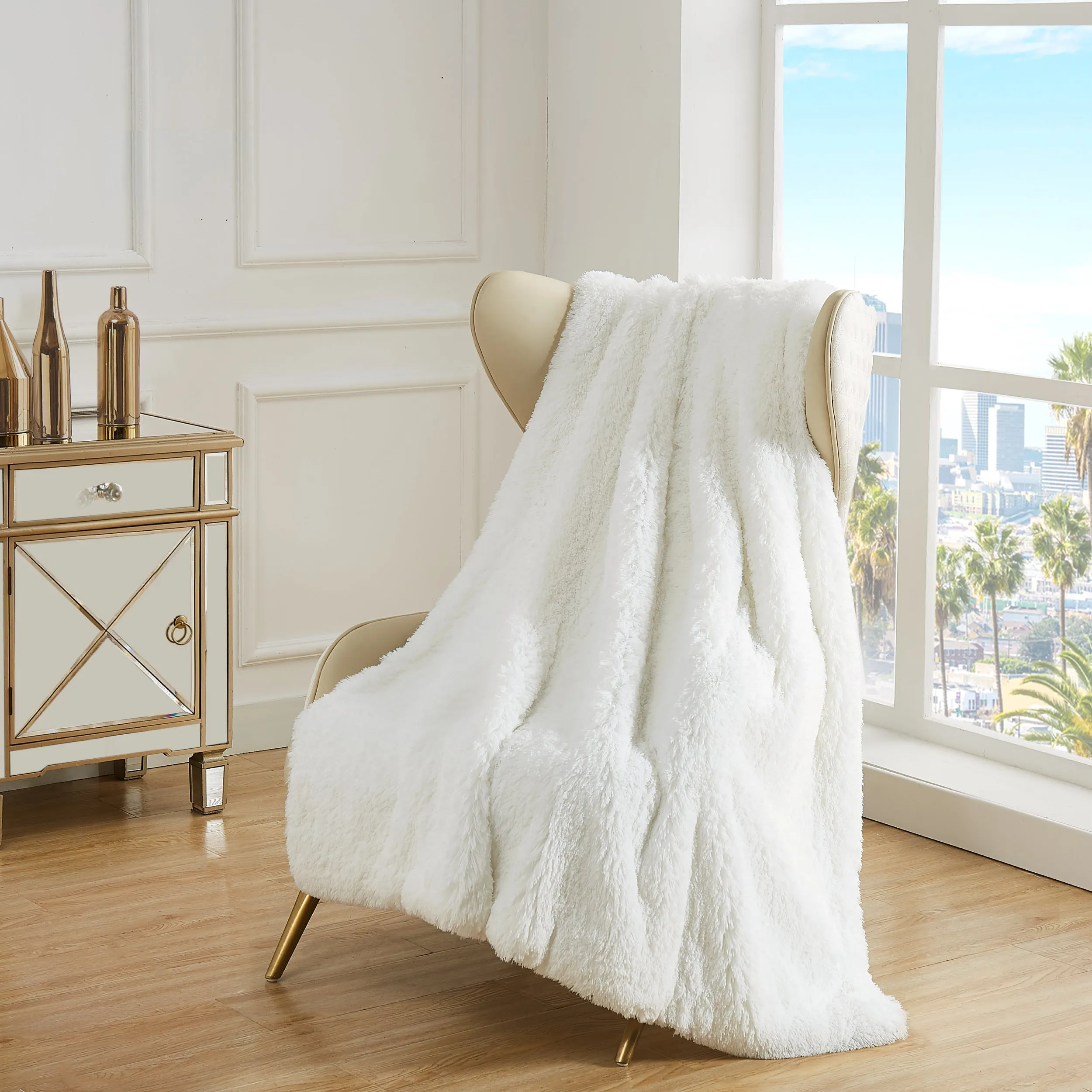 Shaggy Faux Fur Plush Blanket Juicy Couture
