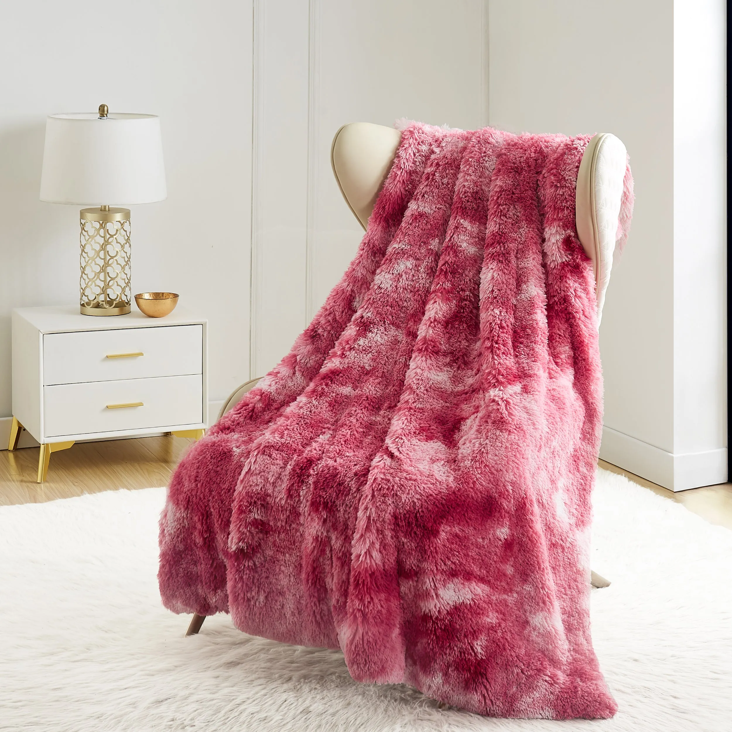 Shaggy Faux Fur Plush Blanket Juicy Couture