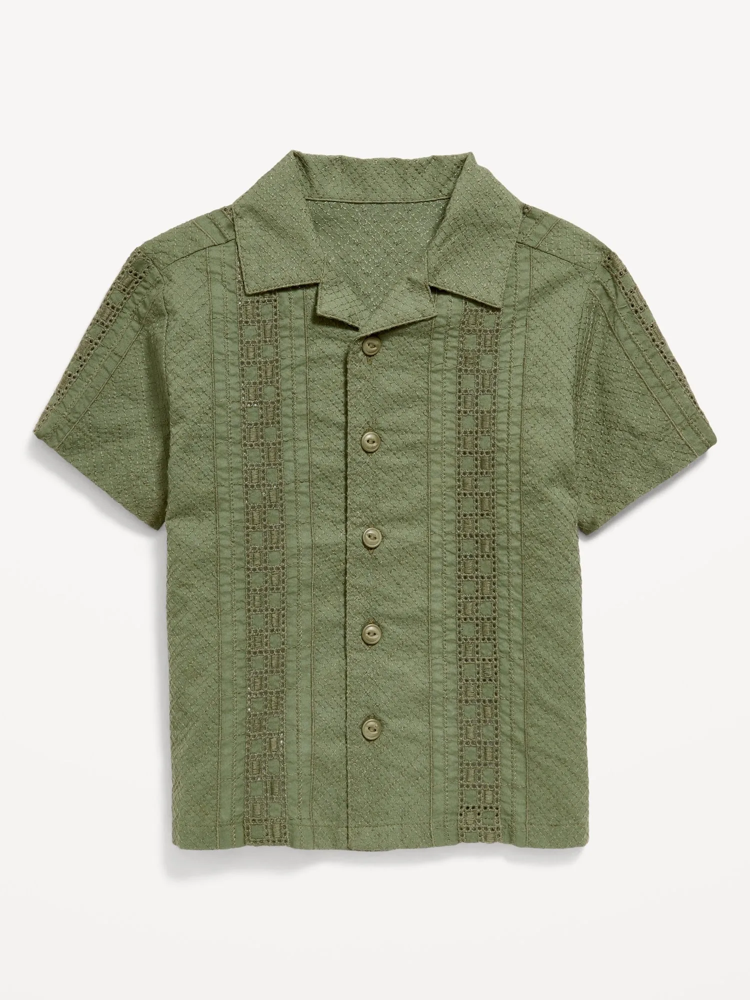Short-Sleeve Textured Camp Shirt for Toddler Boys