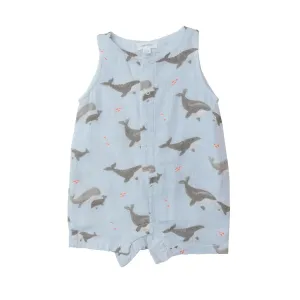 Shortie Romper - Grey Whales | Angel Dear