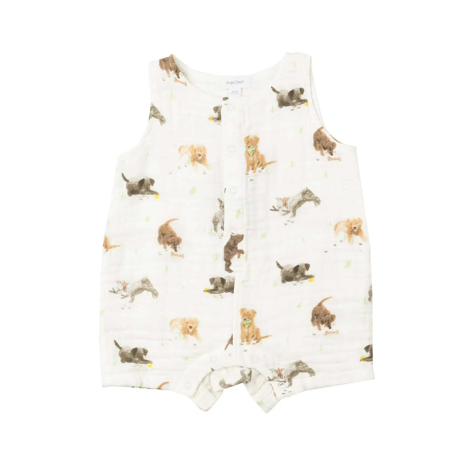 Shortie Romper - Watercolor Puppies | Angel Dear