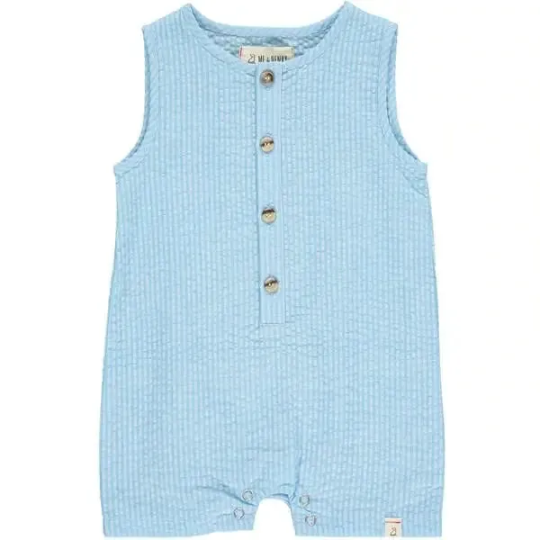 Sky blue seersucker playsuit | Me & Henry