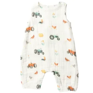 Sleeveless Shortie Romper Tractors | Angel Dear
