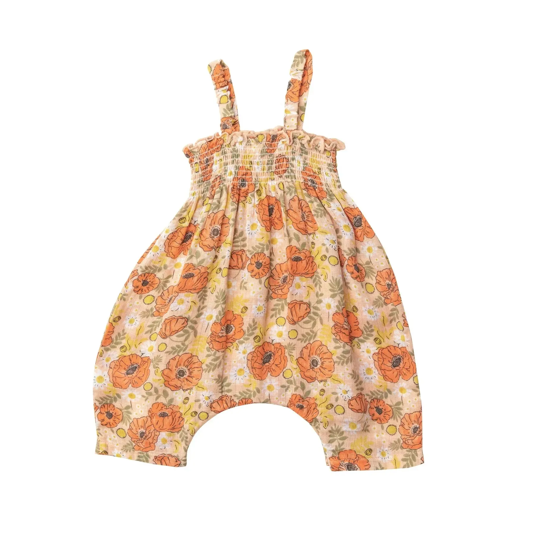 Smocked Romper - Desert Poppies | Angel Dear