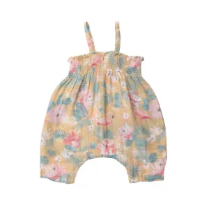 Smocked Romper - Floral Flamingos | Angel Dear