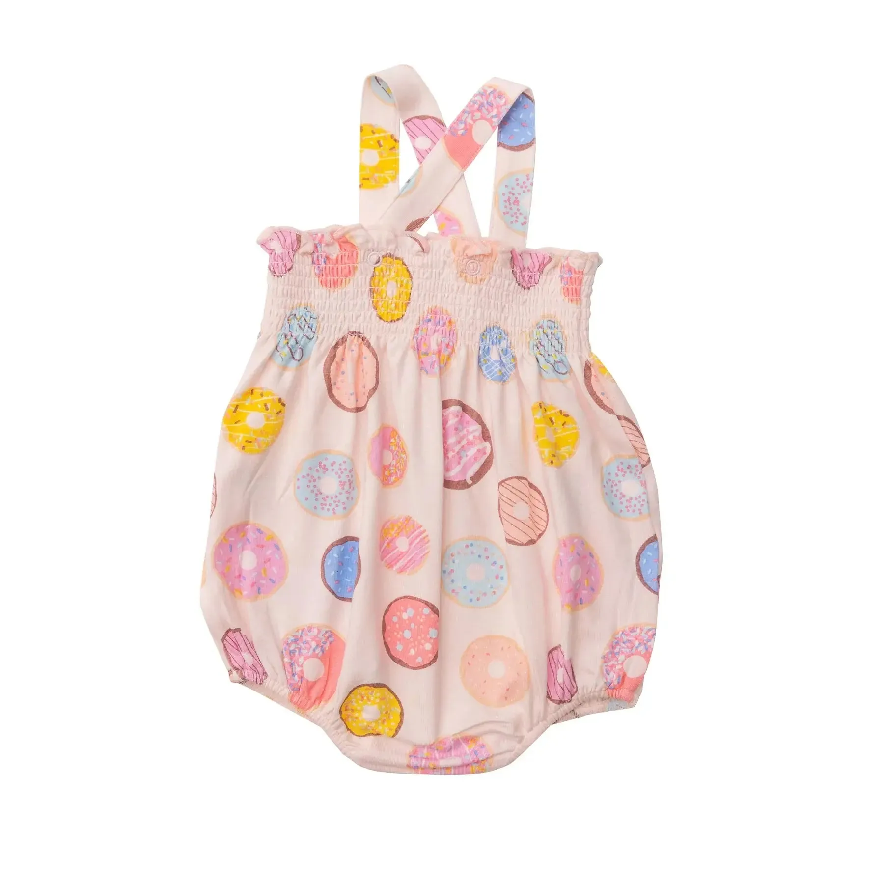 Smocked Sunsuit - Donuts Pink | Angel Dear