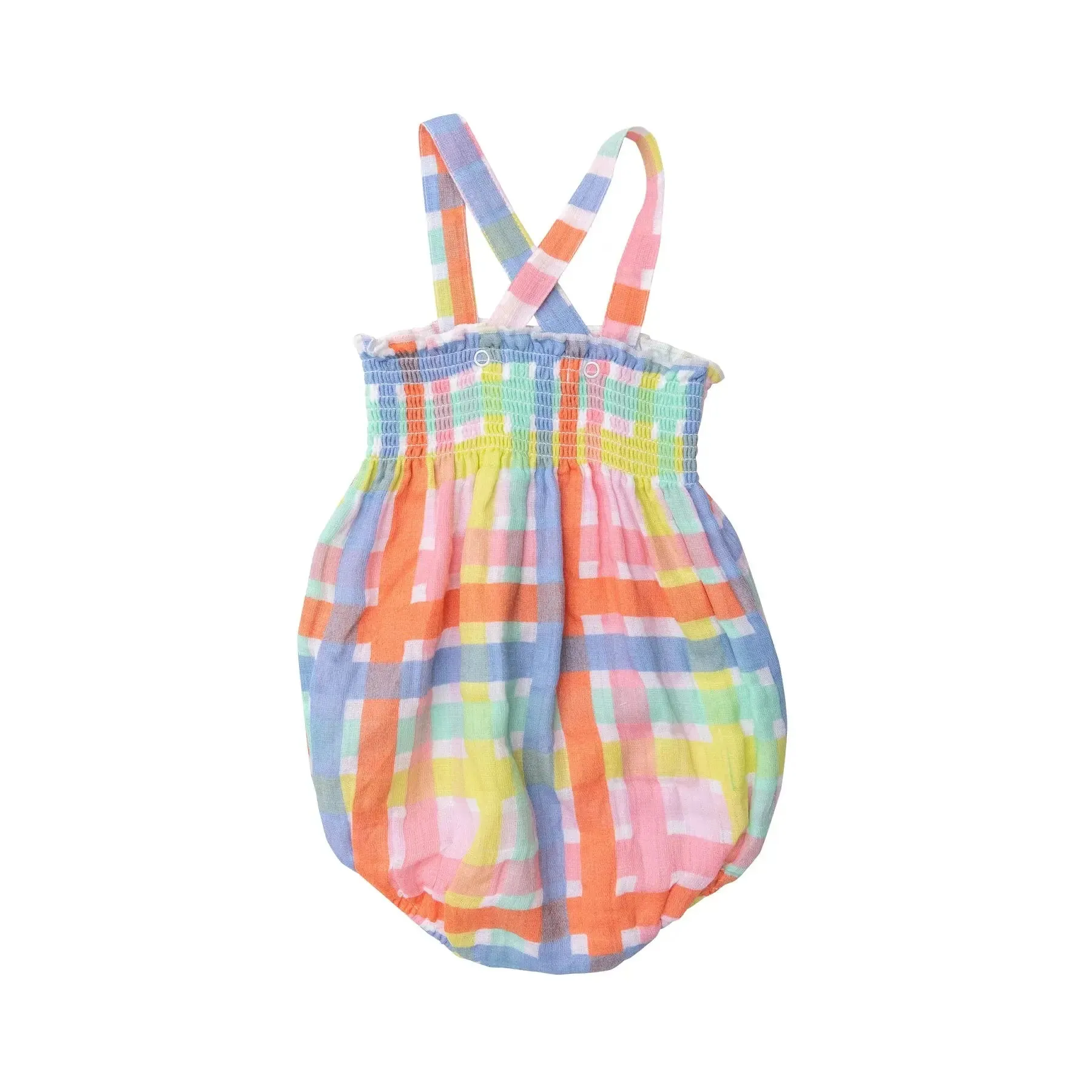 Smocked Sunsuit - Multicolor Plaid | Angel Dear