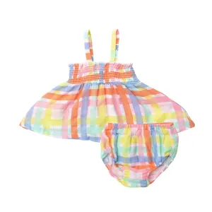 Smocked Top and Bloomer - Multicolor Plaid | Angel Dear
