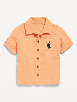 Textured Graphic Pocket Shirt for Toddler Boys