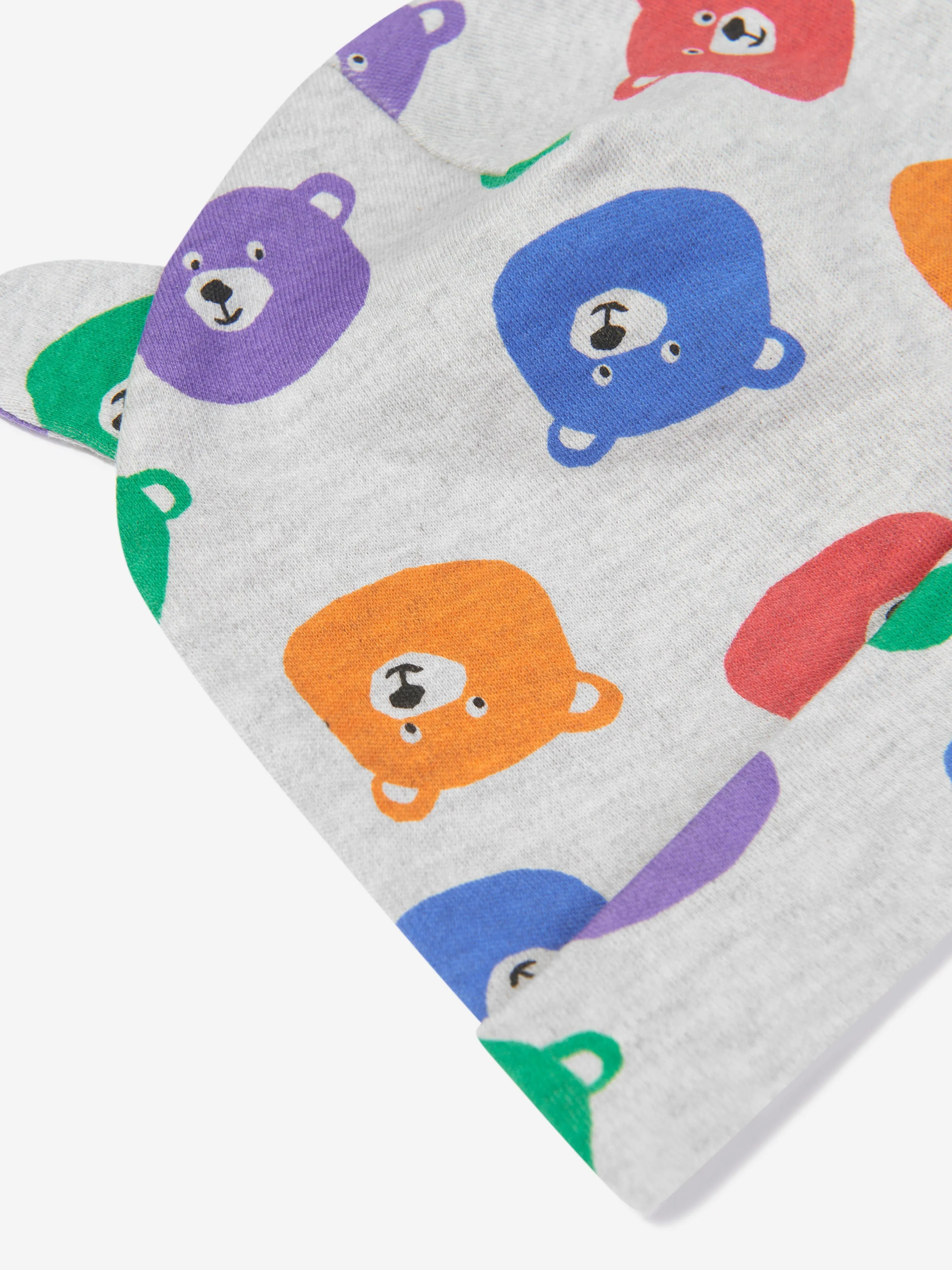 The Bonnie Mob Baby Bears Print Hat With Ears in Multicolour