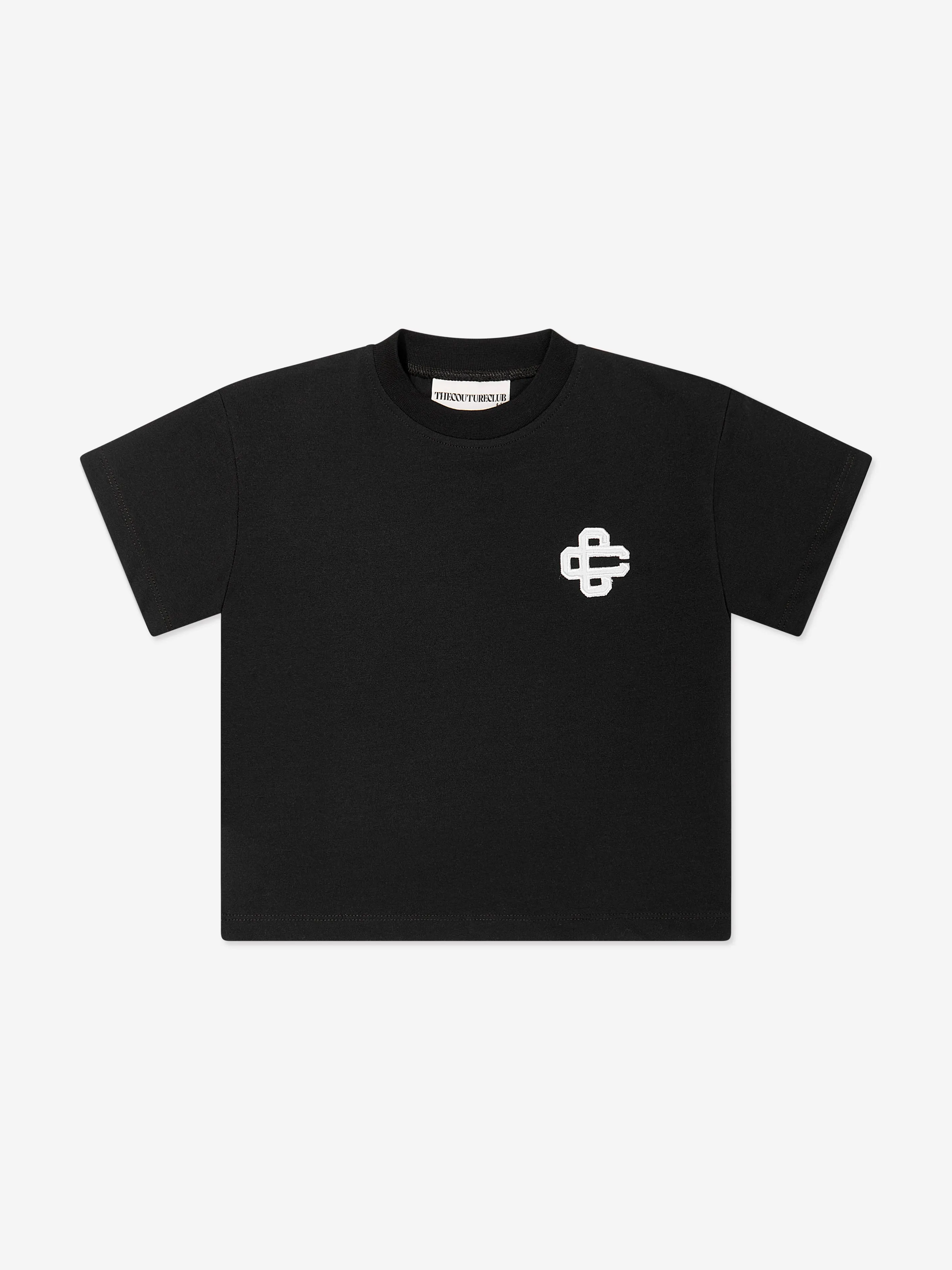 The Couture Club Kids Emblem Applique T-Shirt in Black